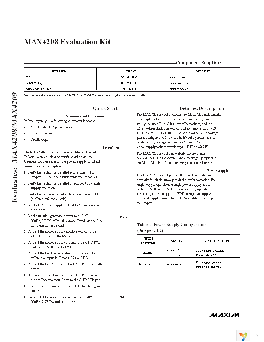 MAX4208EVKIT+ Page 2