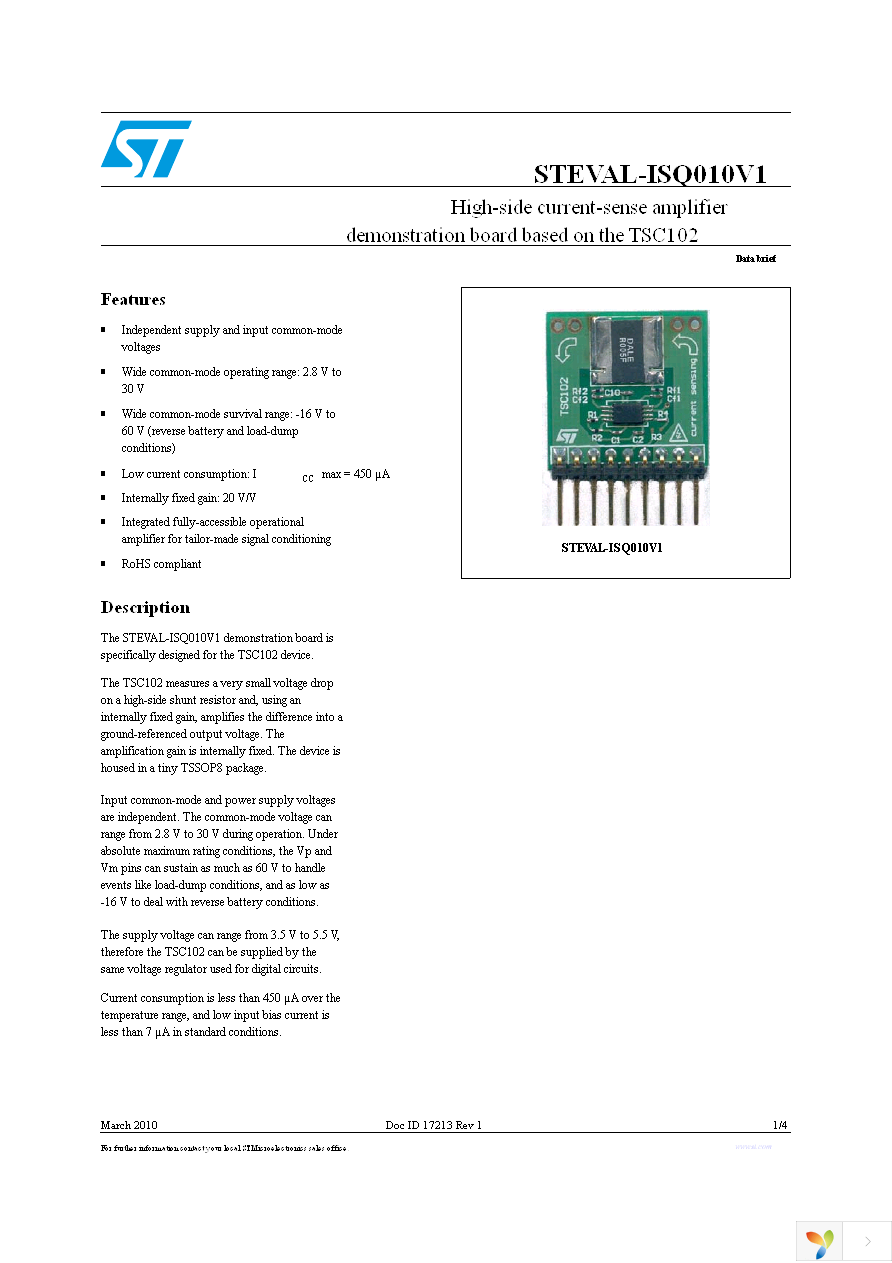 STEVAL-ISQ010V1 Page 1