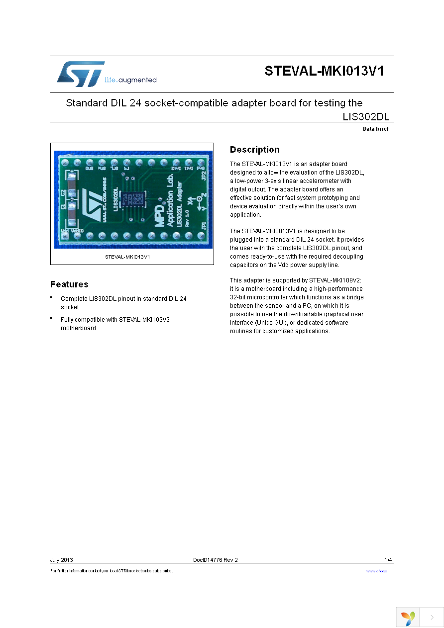 STEVAL-MKI013V1 Page 1