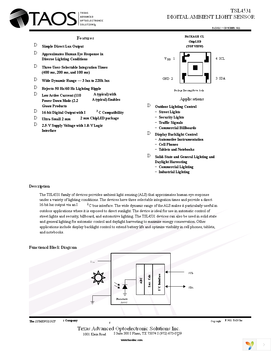 TSL4531EVM Page 1