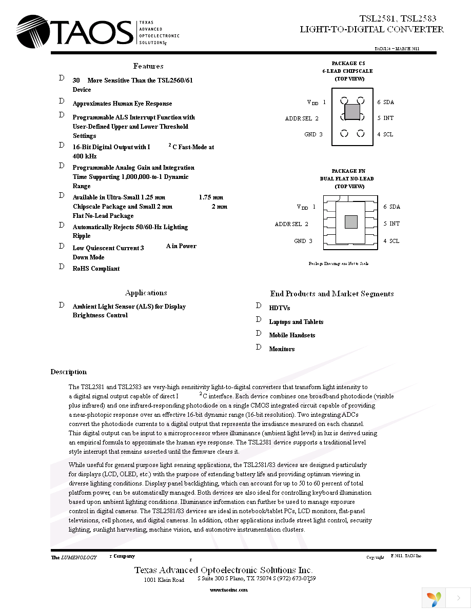 TSL2581EVM Page 1