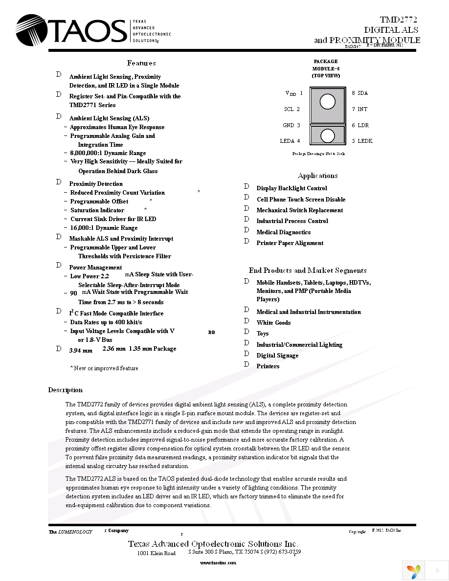 TMD2772EVM Page 1