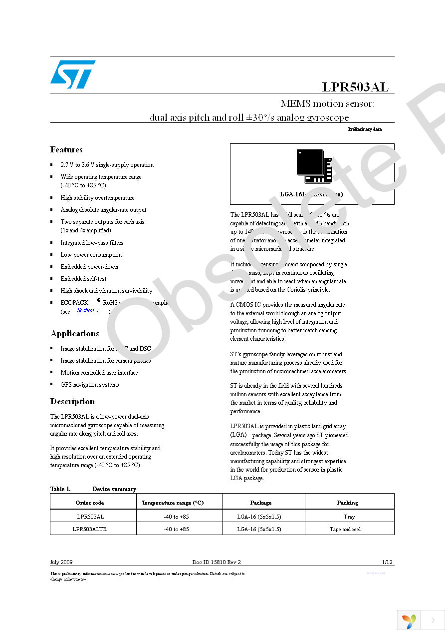 STEVAL-MKI033V1 Page 1