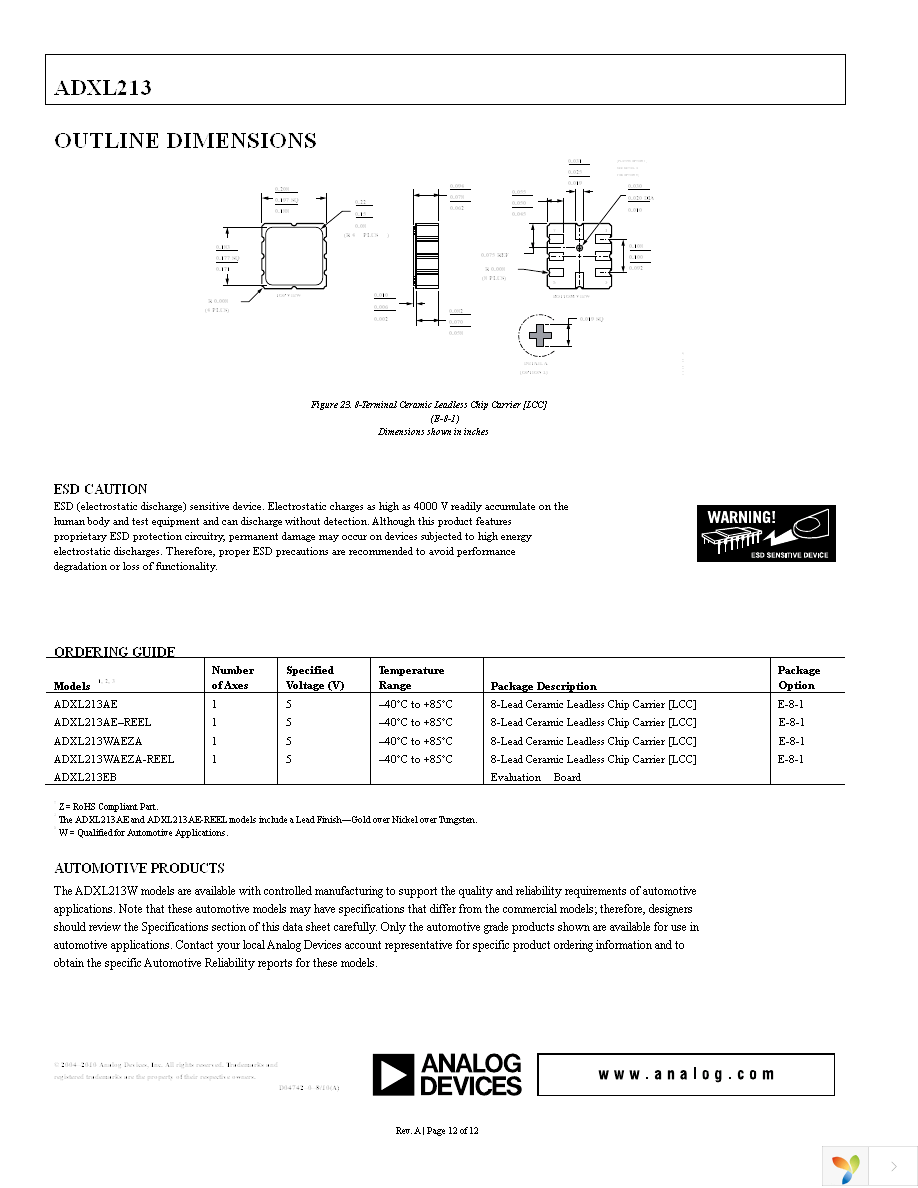 ADXL213EB Page 12