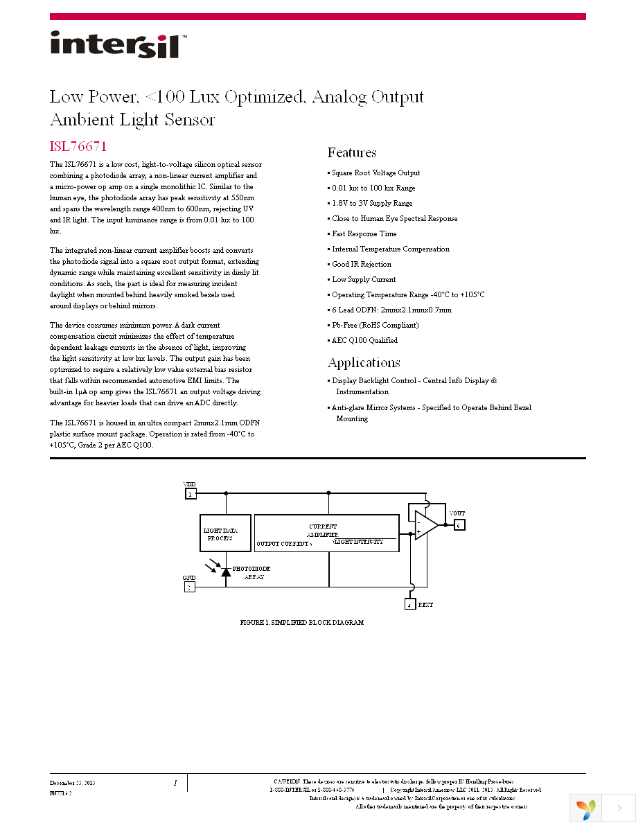 ISL76671EVAL1Z Page 1