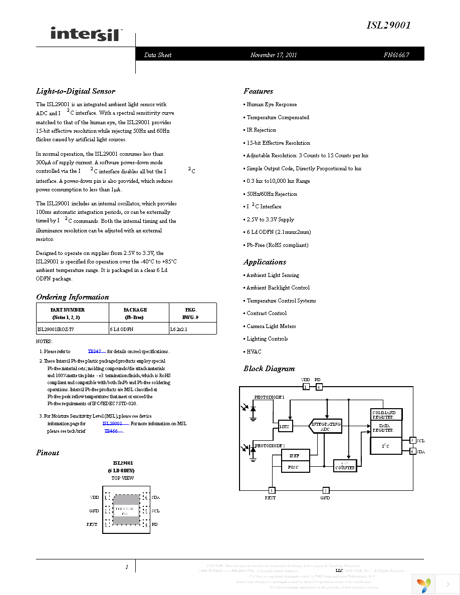 ISL29001IROZ-EVALZ Page 1