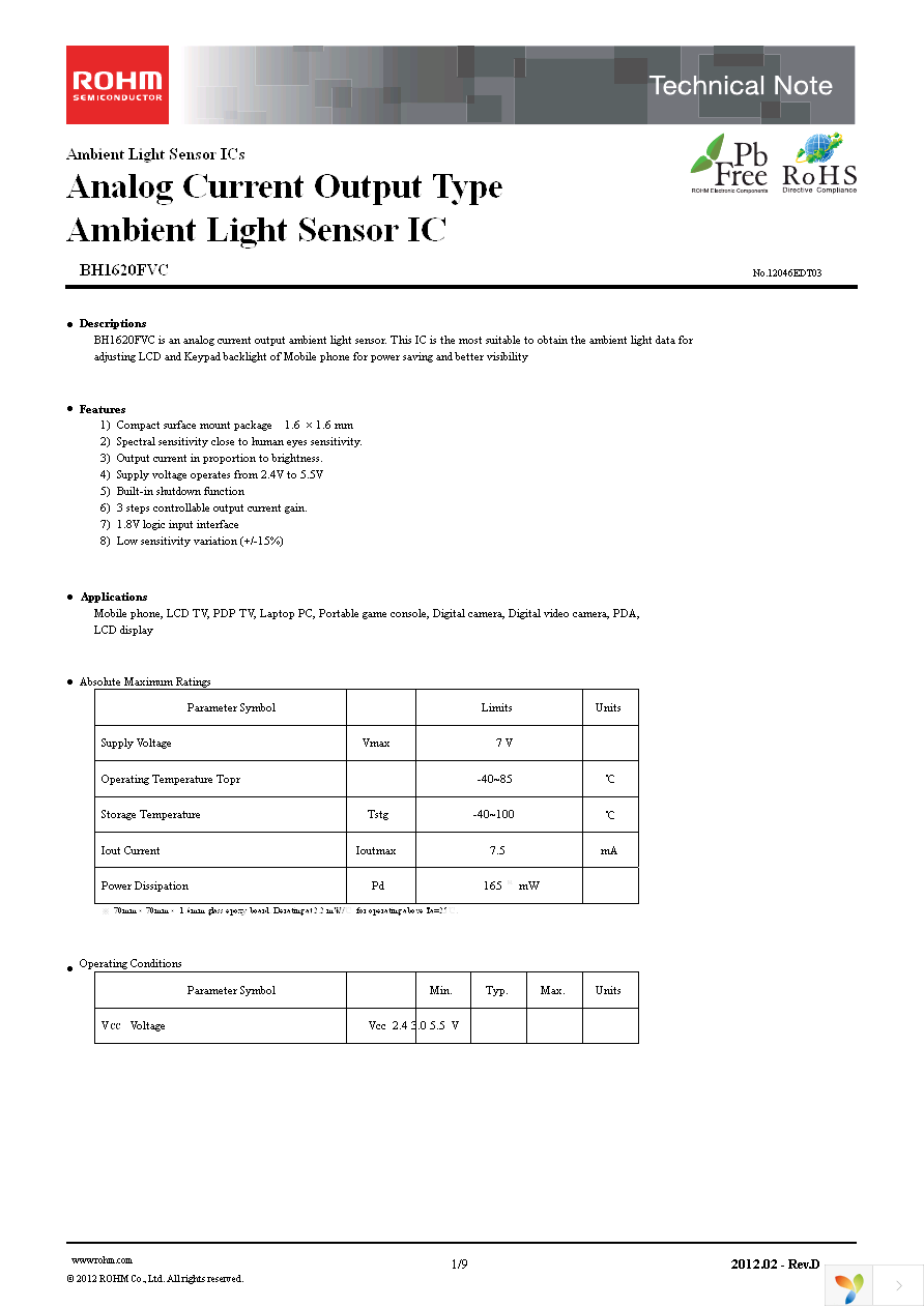 EVAL.BH1620FVC Page 1