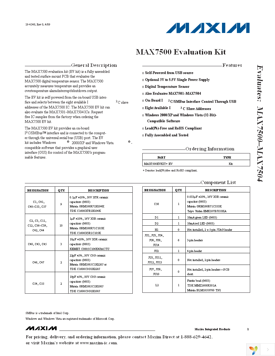 MAX7500EVKIT+ Page 1