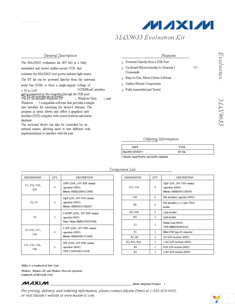 MAX9635EVKIT+ Page 1