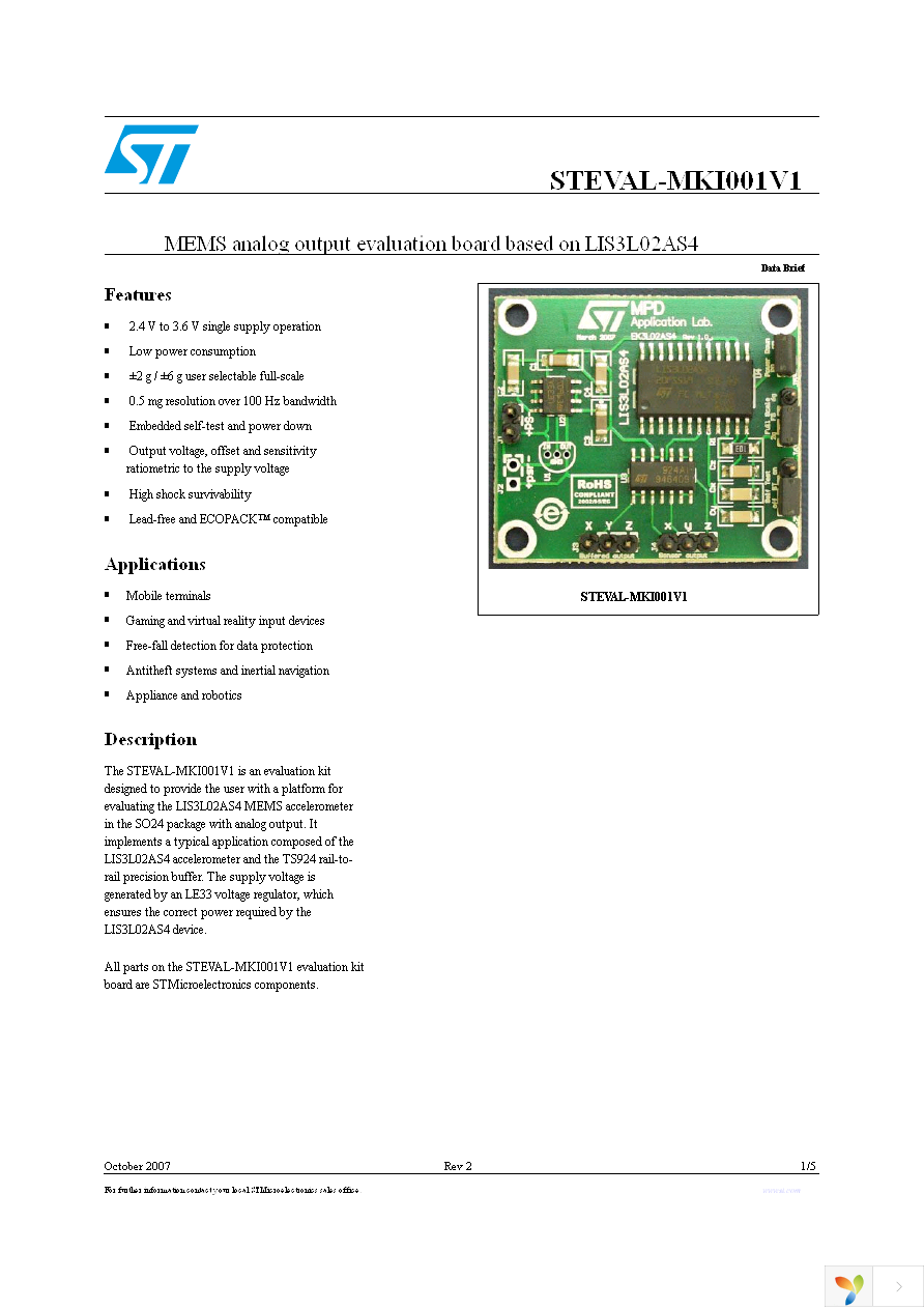 STEVAL-MKI001V1 Page 1