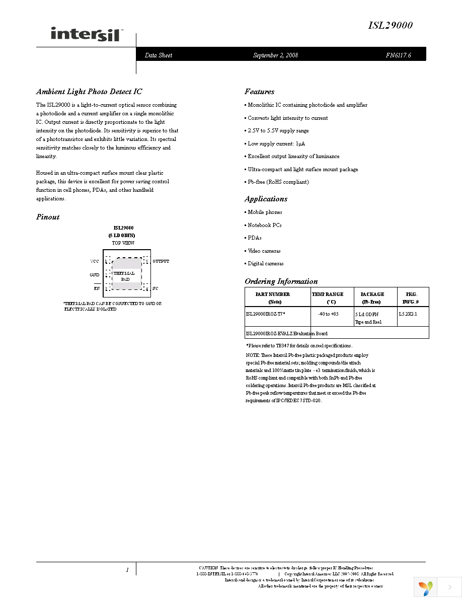 ISL29000IROZ-EVALZ Page 1