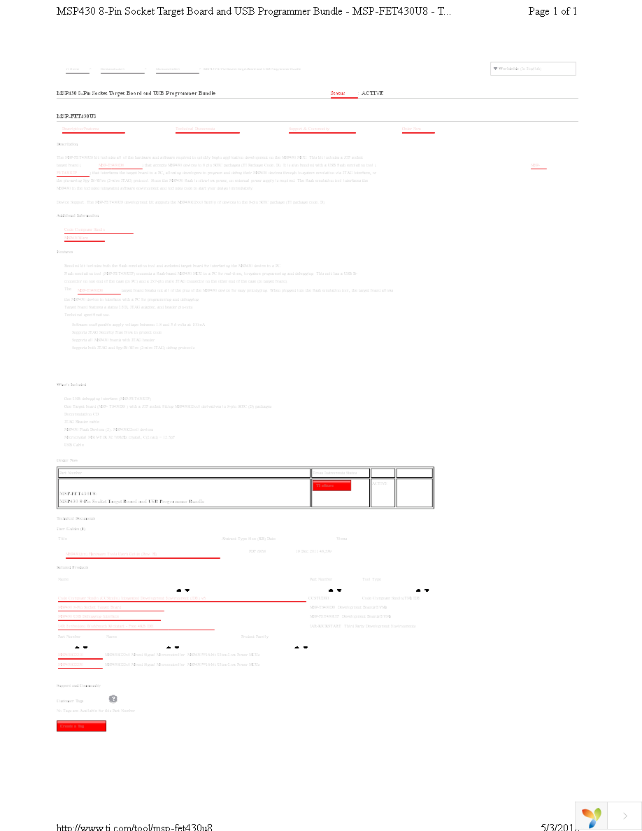 MSP-FET430U8 Page 1