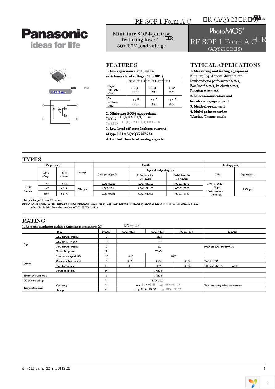 AQY225R1SX Page 1