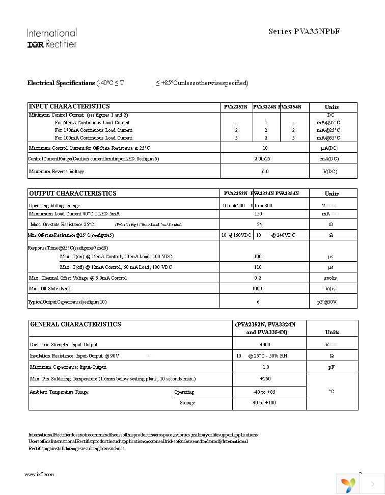 PVA2352NPBF Page 2