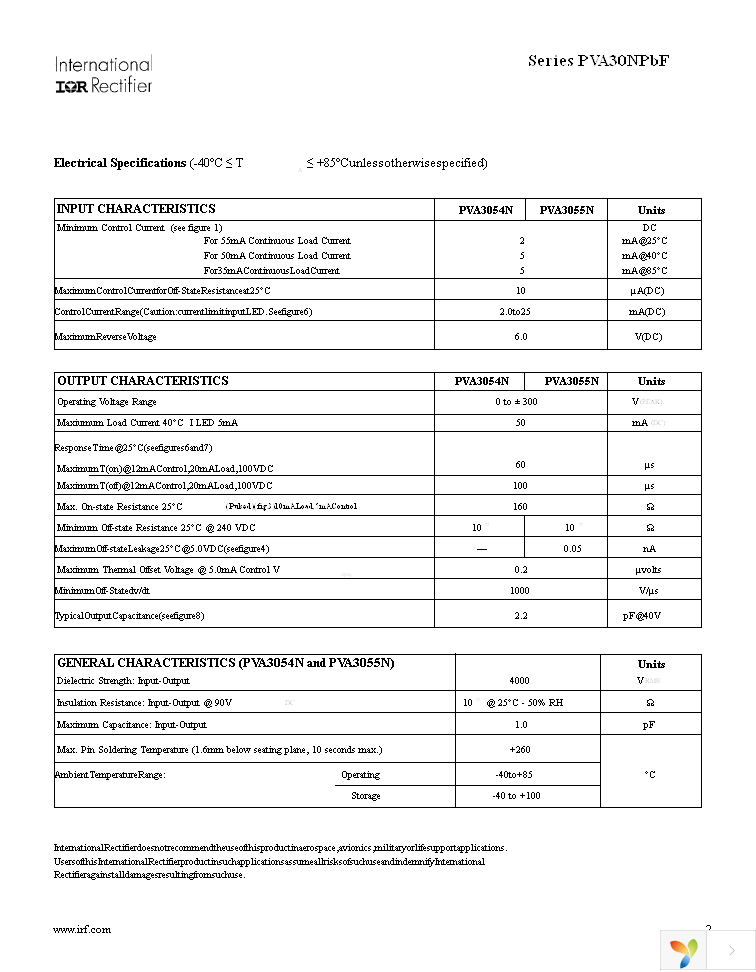 PVA3055NPBF Page 2