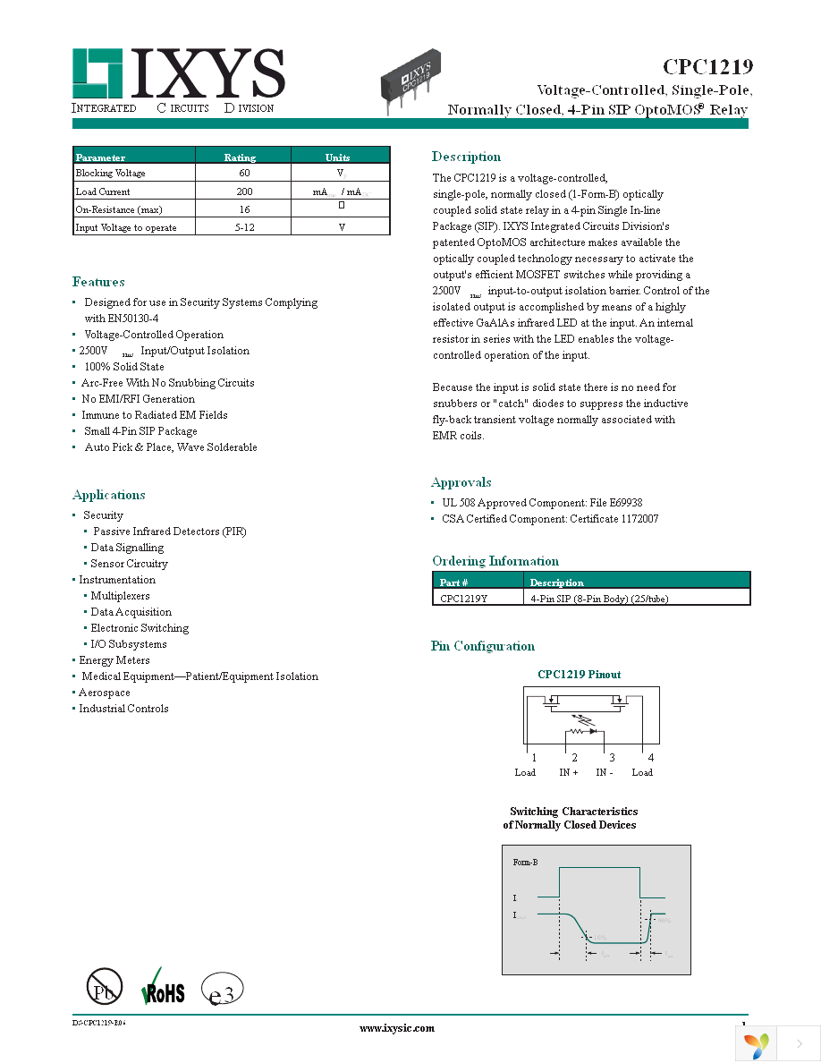 CPC1219Y Page 1