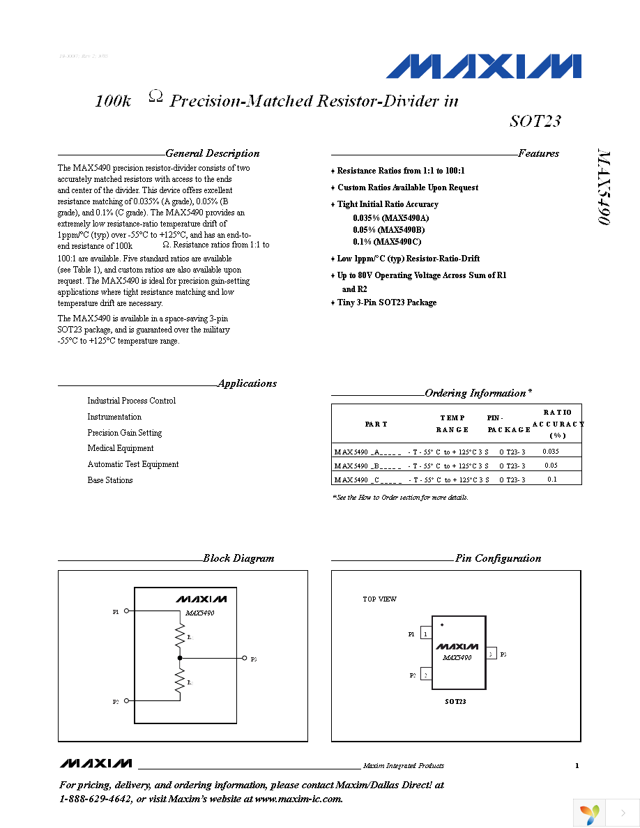 MAX5490TA05000+T Page 1