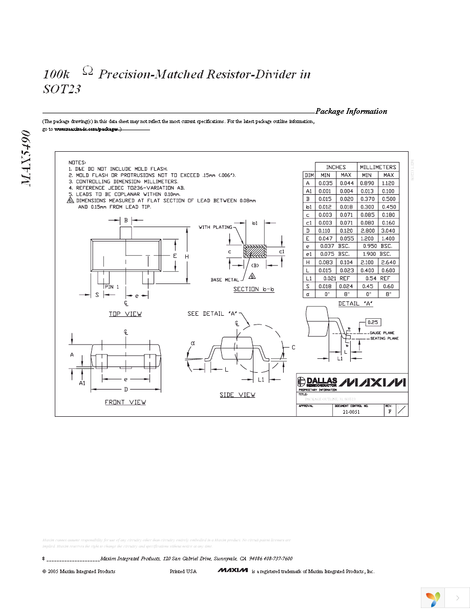 MAX5490TA05000+T Page 8