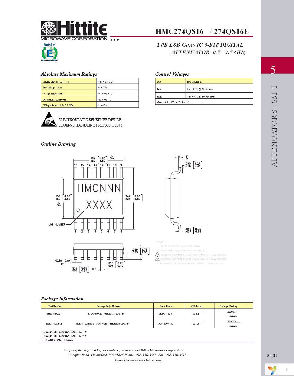 HMC274QS16E Page 6