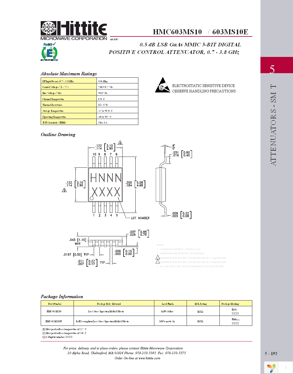 HMC603MS10E Page 6