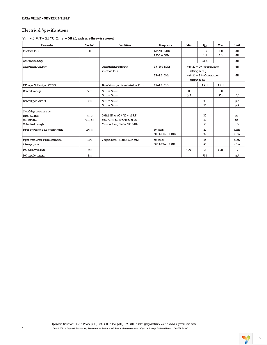 SKY12332-310LF Page 2