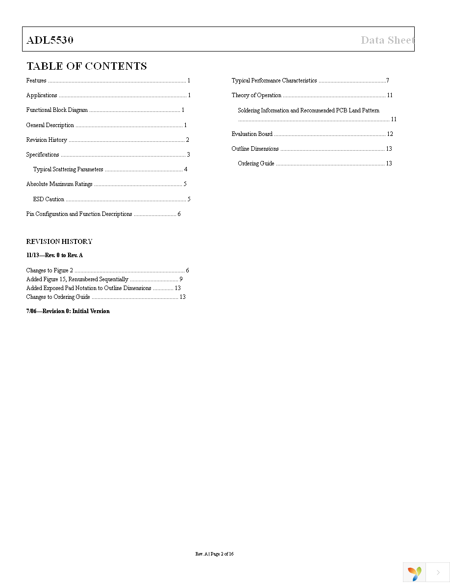 ADL5530ACPZ-R7 Page 2