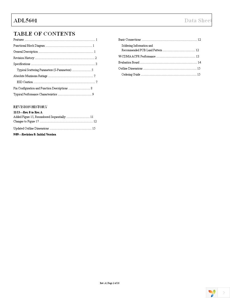 ADL5601ARKZ-R7 Page 2