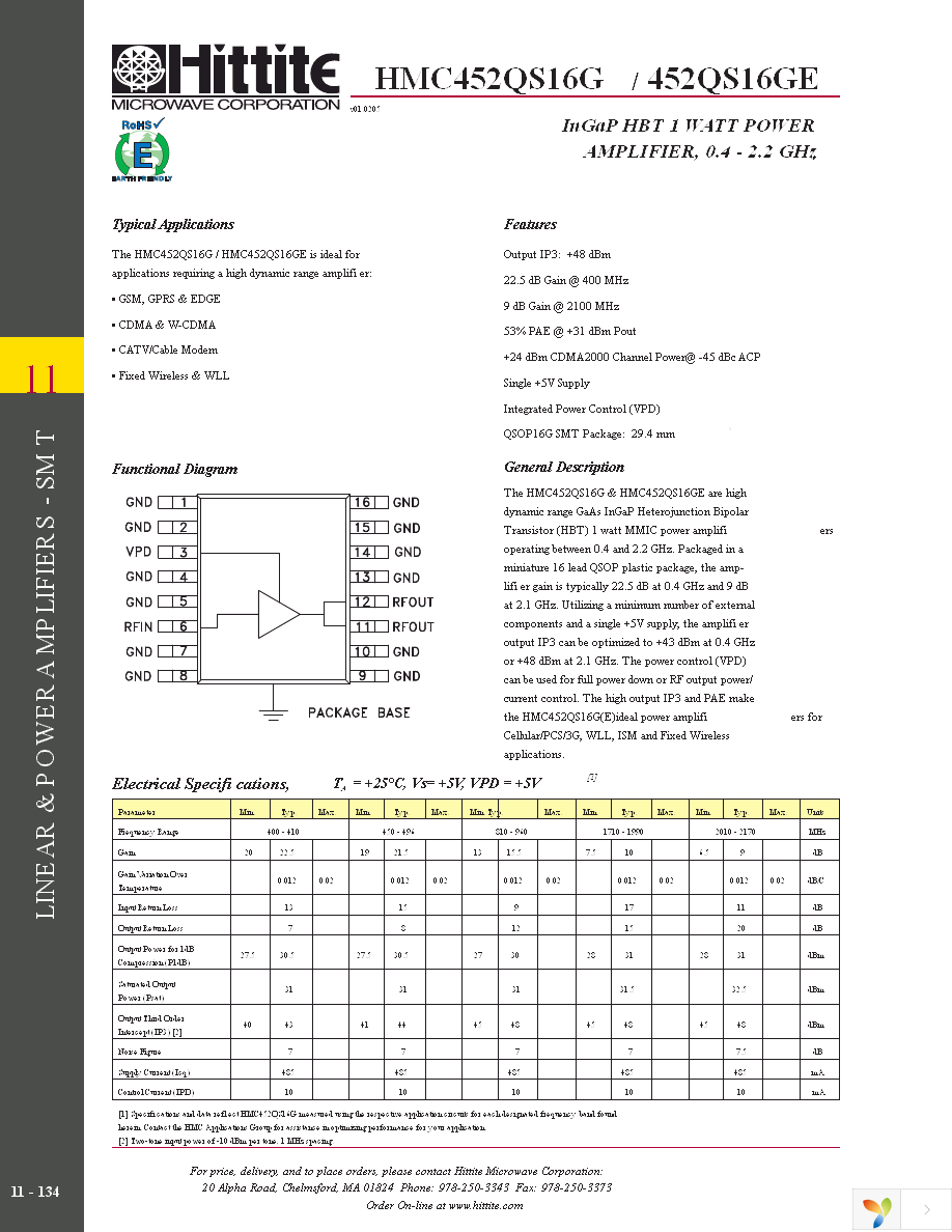 HMC452QS16GE Page 3