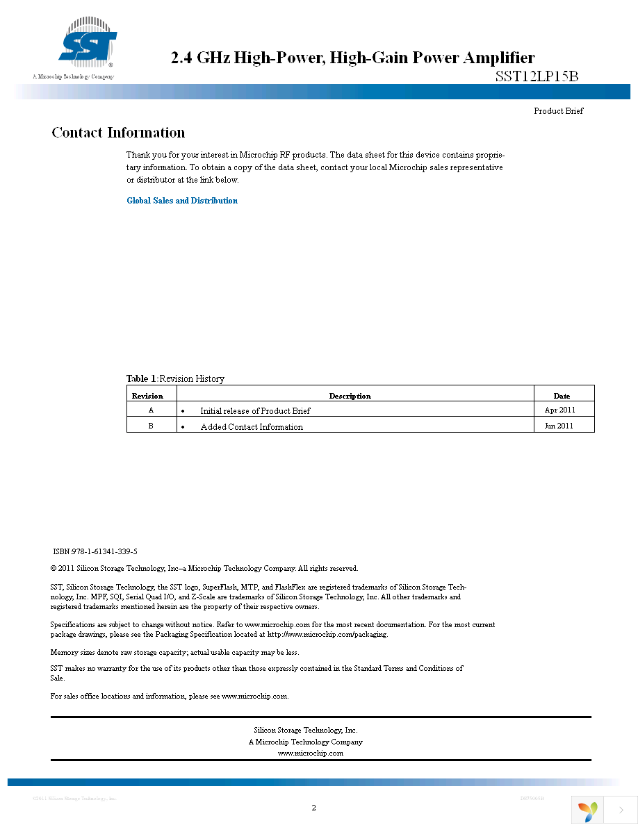 SST12LP15B-QVCE Page 2