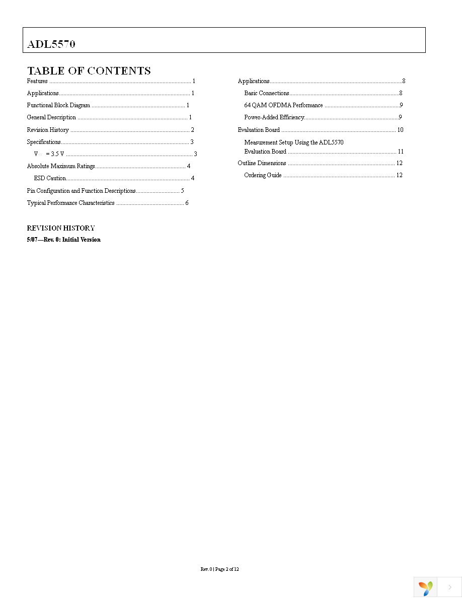 ADL5570ACPZ-R7 Page 2