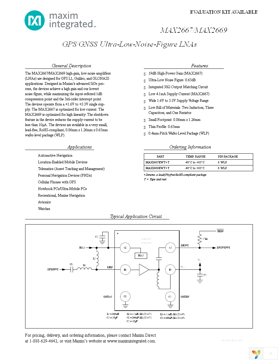 MAX2669EWT+T10 Page 1