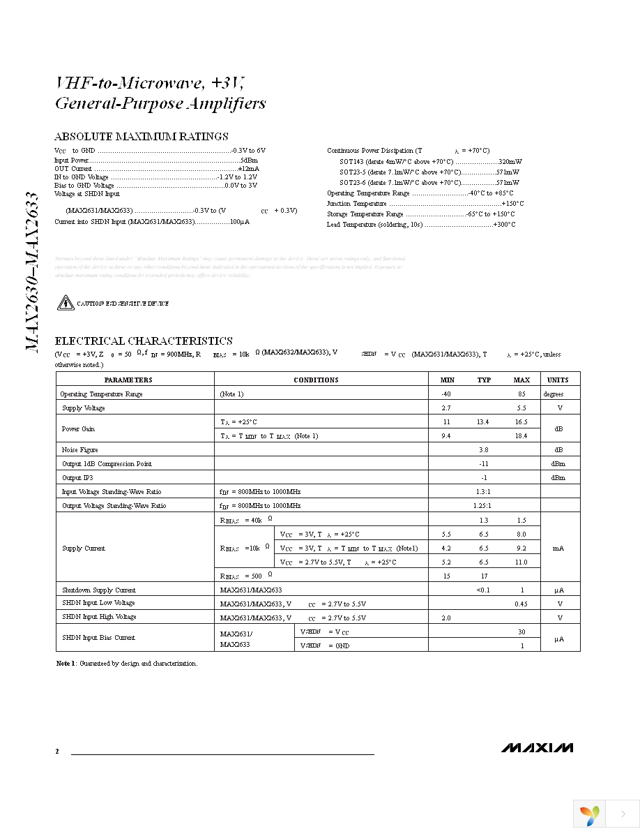 MAX2630EUS+T Page 2