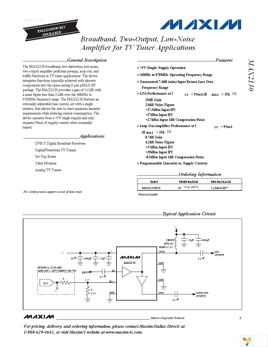 MAX2130EUA+T Page 1