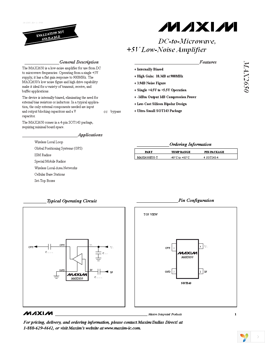 MAX2650EUS+T Page 1