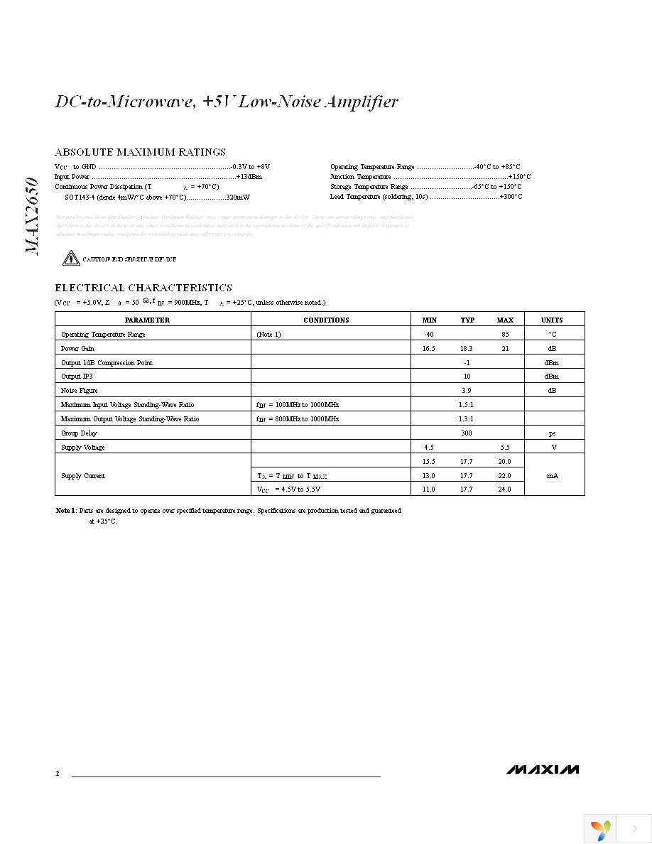 MAX2650EUS+T Page 2