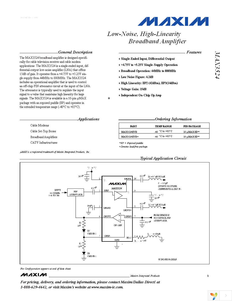 MAX3524EUB+T Page 1