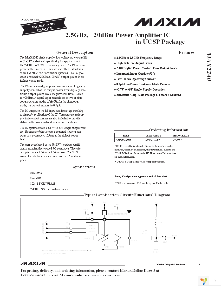 MAX2240EBL+T Page 1