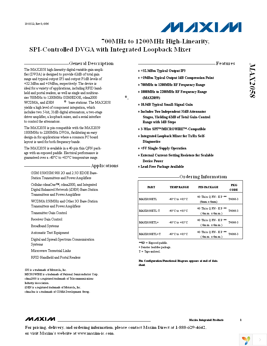 MAX2058ETL+T Page 1