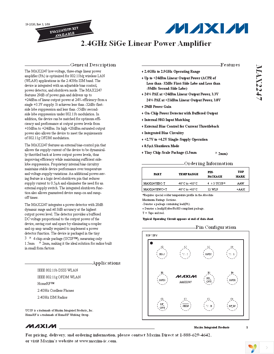 MAX2247EBC+T Page 1