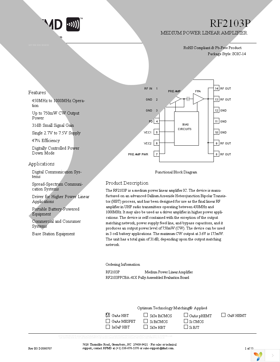 RF2103PTR7 Page 1