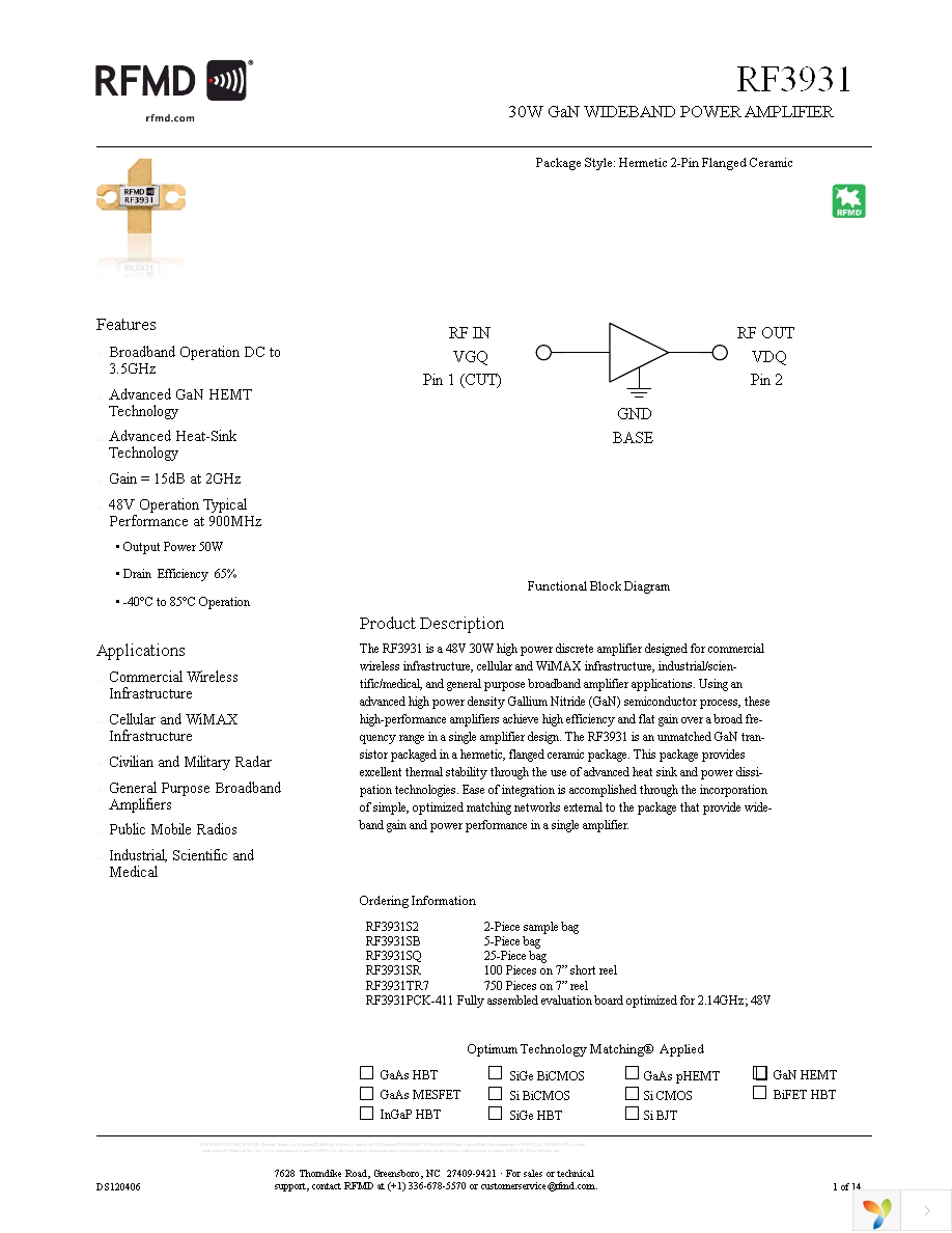 RF3931SQ Page 1