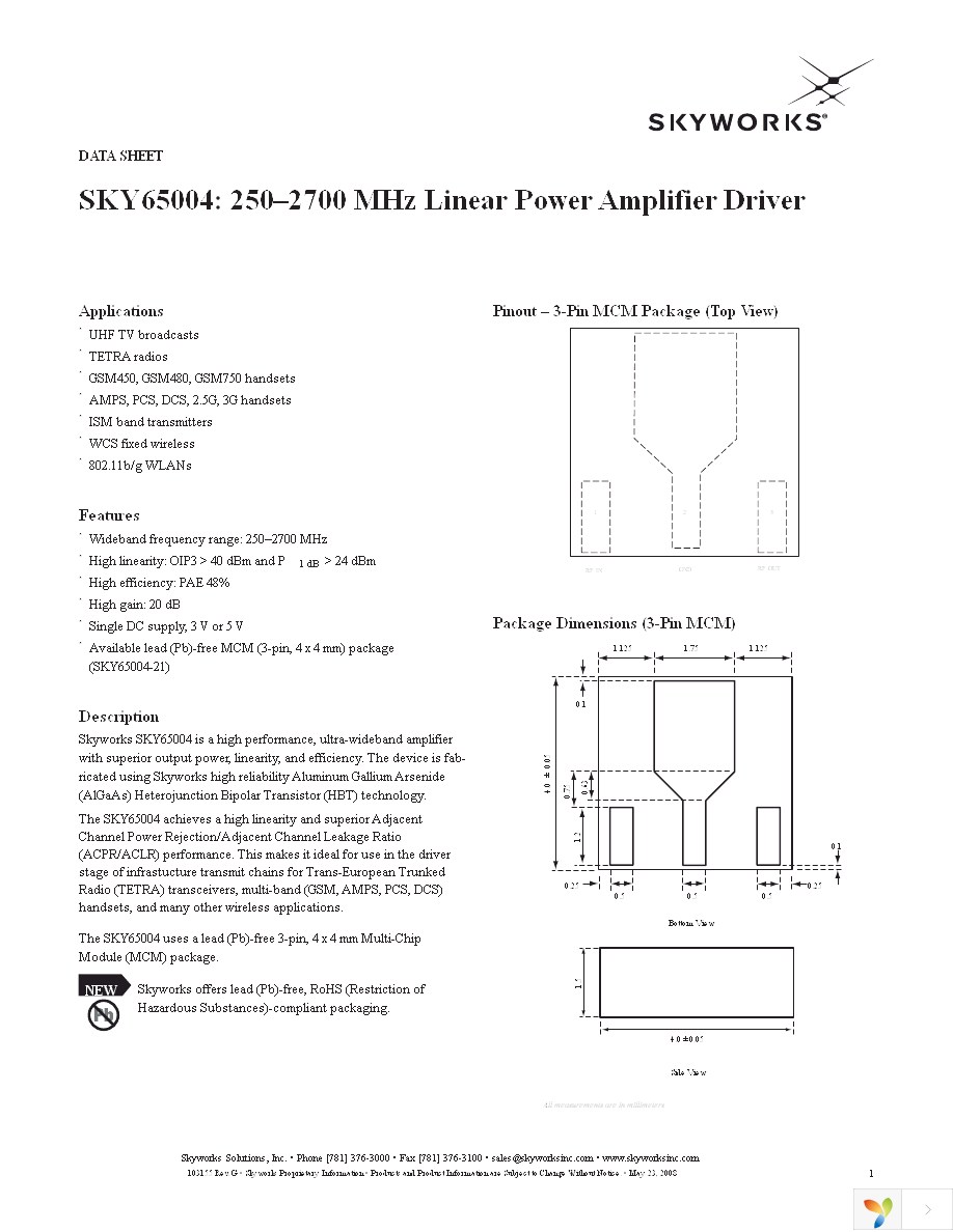 SKY65004-21 Page 1