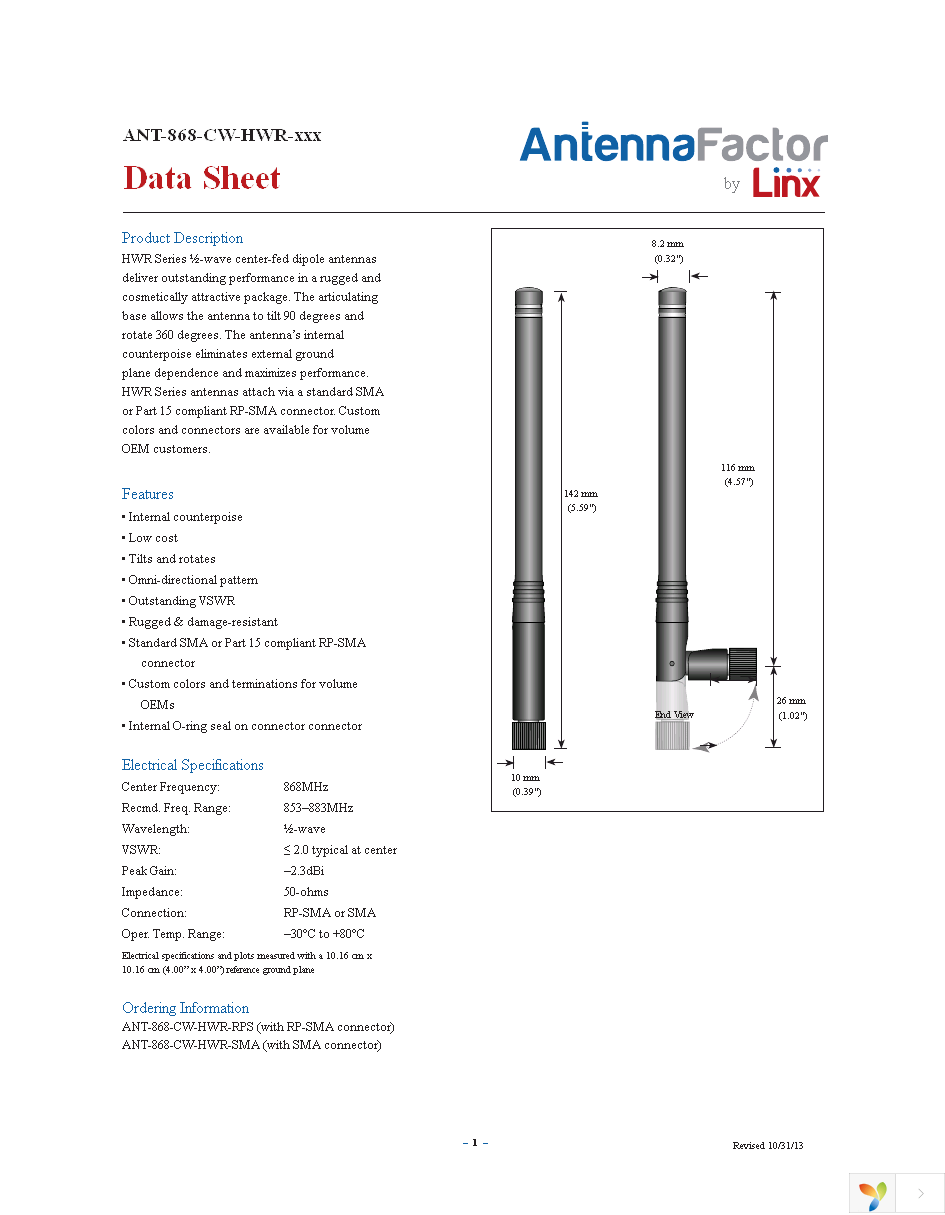 ANT-868-CW-HWR-SMA Page 1