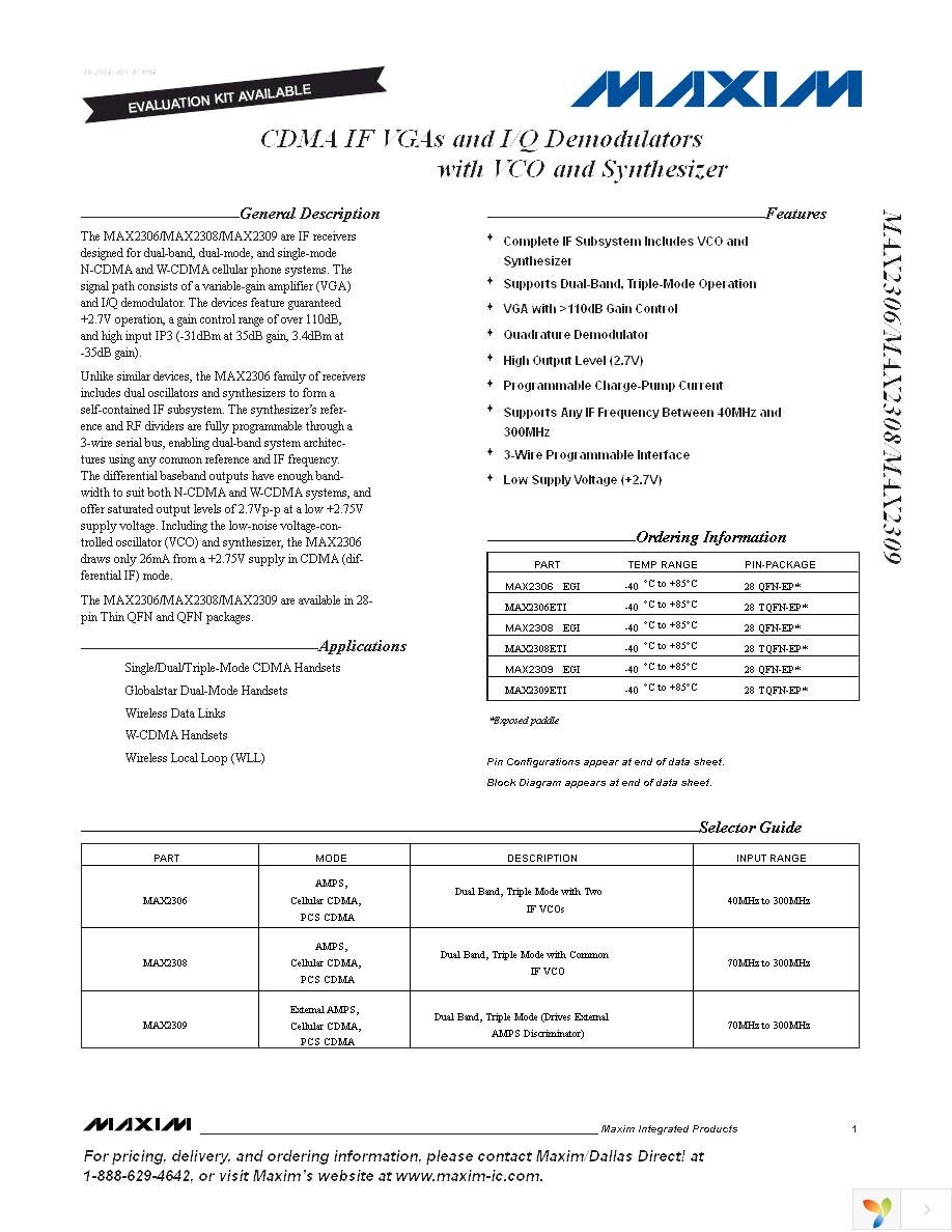 MAX2306ETI+ Page 1