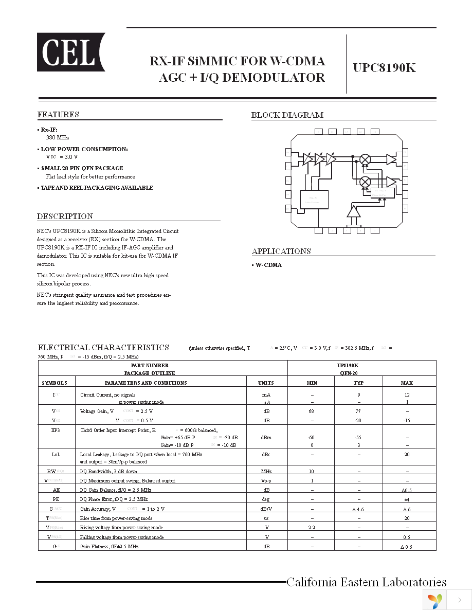 UPC8190K-A Page 1