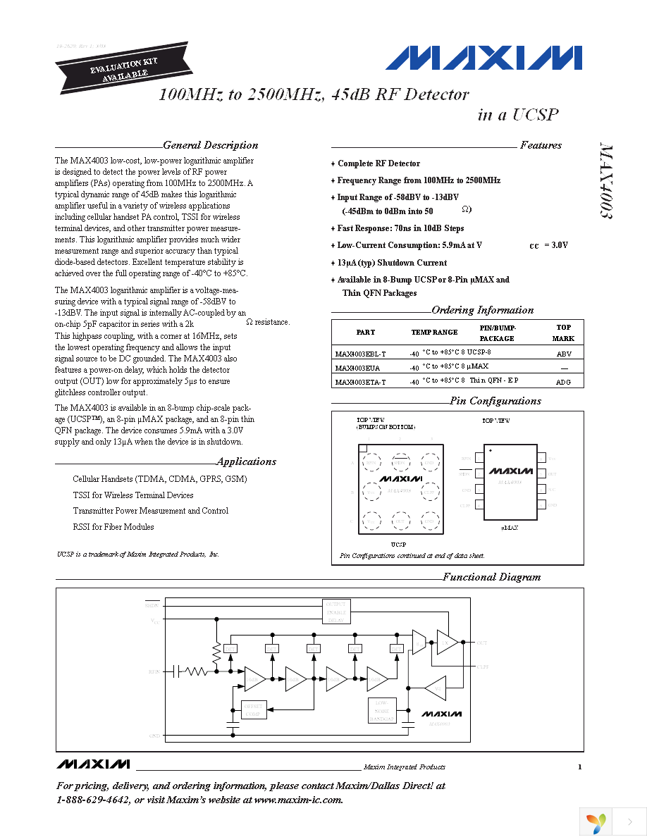 MAX4003EUA+T Page 1