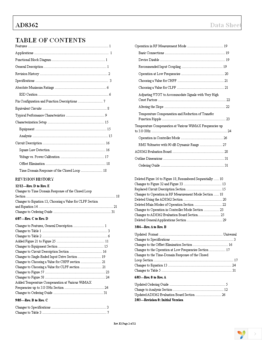 AD8362ARUZ Page 2