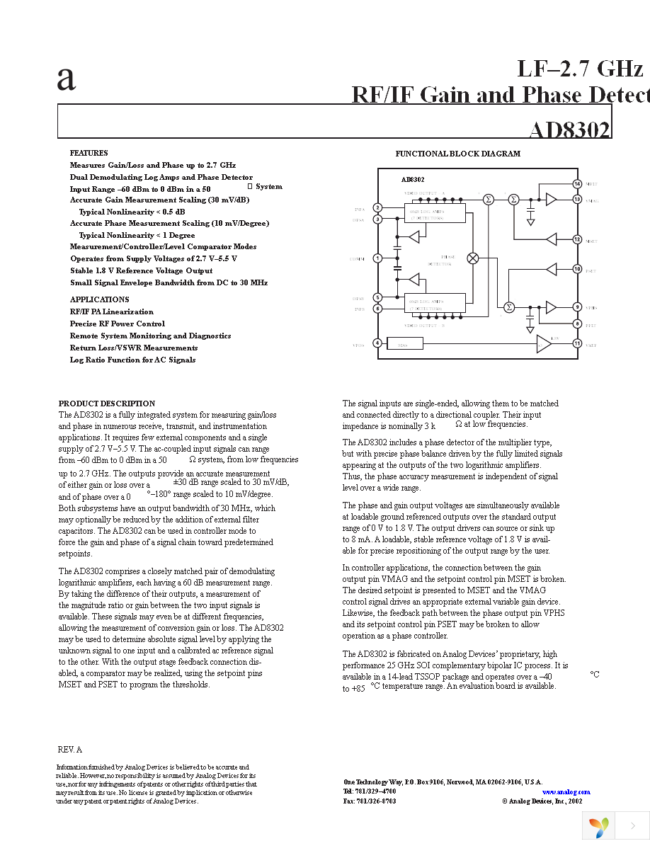 AD8302ARUZ Page 1