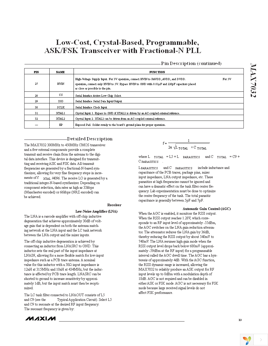 MAX7032EVKIT-315 Page 13