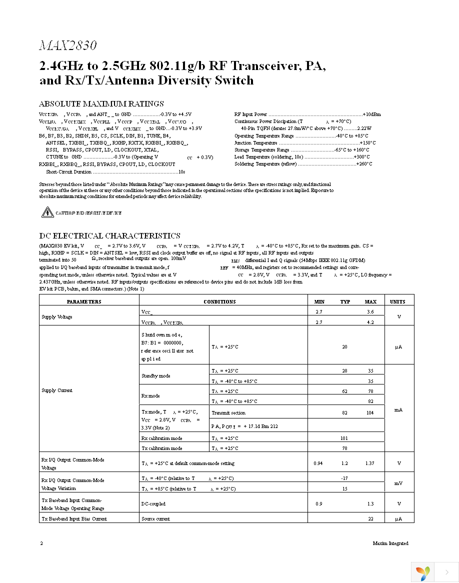 MAX2830EVKIT+ Page 2